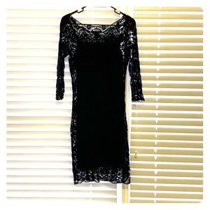 Lauren Ralph Lauren little black crochet dress.